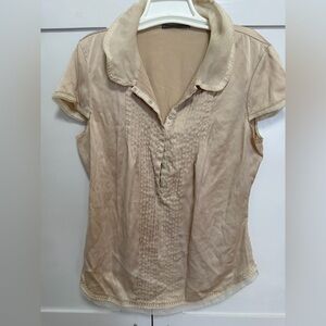 Elie Tahari 100% Silk Women's Cream Short-Sleeve Pintuck Blouse. Size- S/P